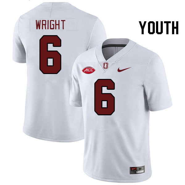 Youth #6 Collin Wright Stanford Cardinal 2024 ACC Conference College Football Jerseys Stitched-White